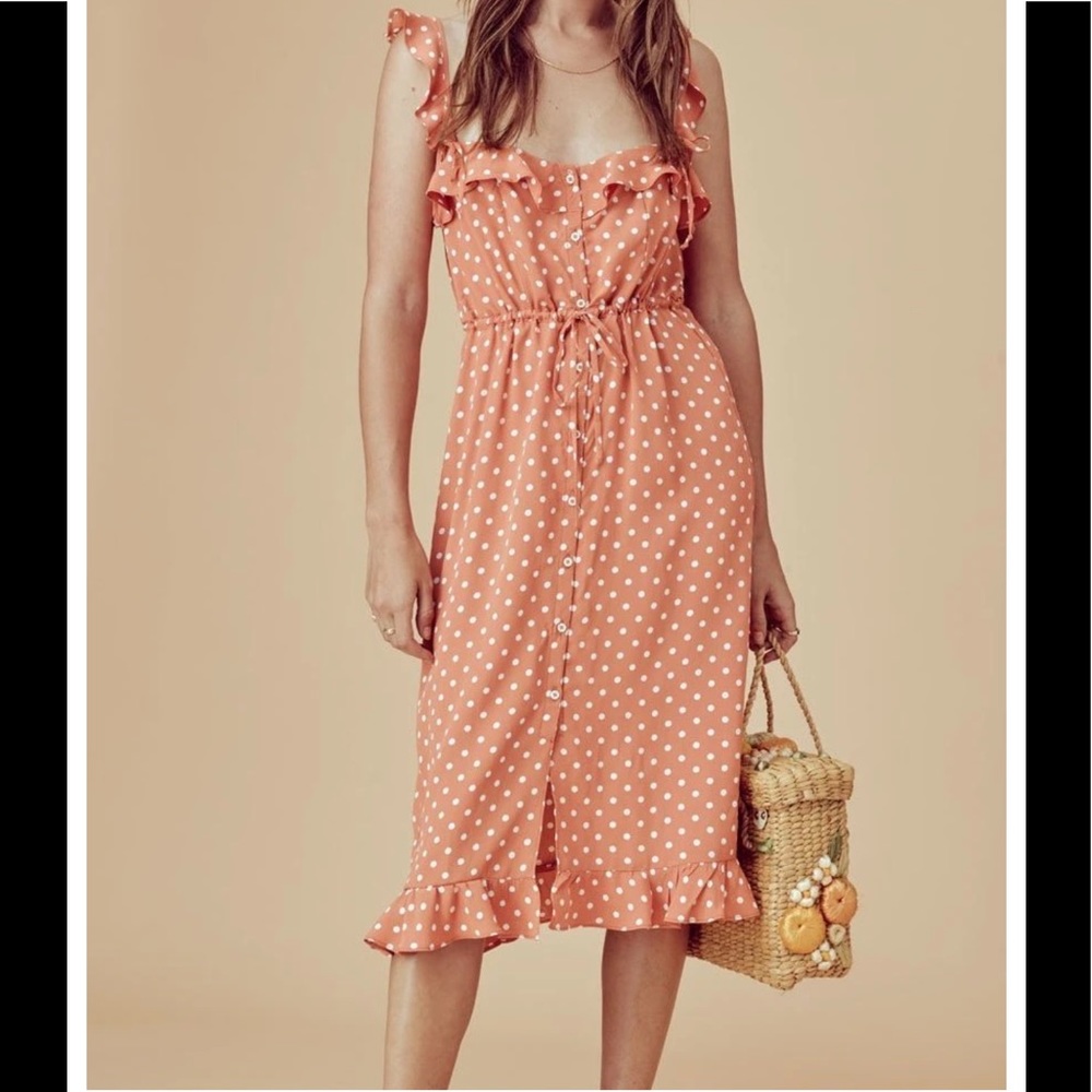 Copper Midi Dress with Ruffle Straps